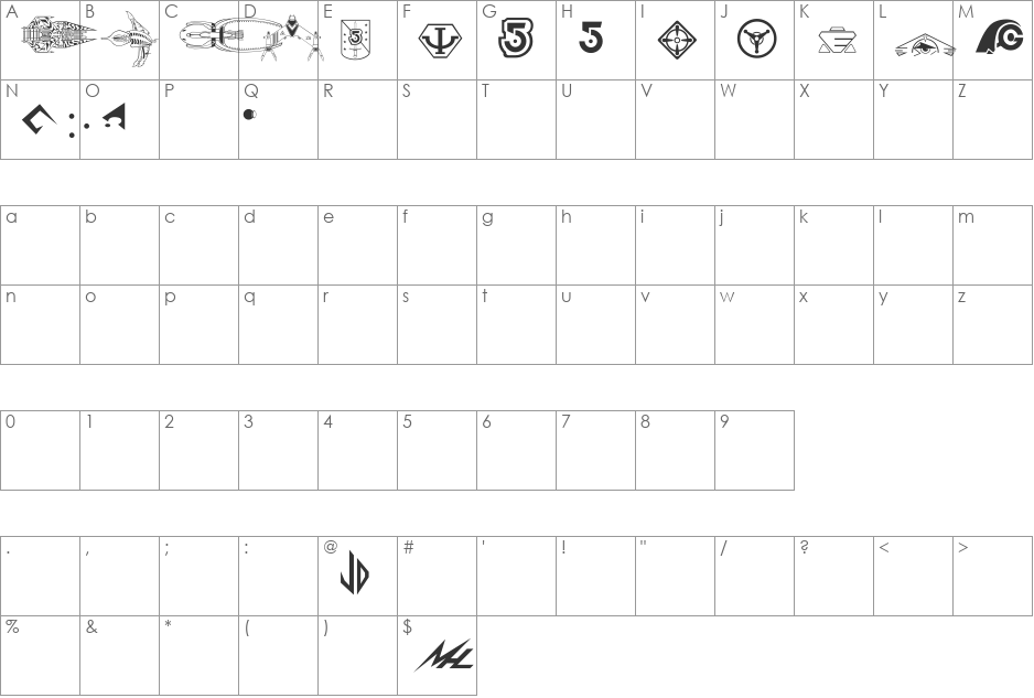 B5wingdings font character map preview