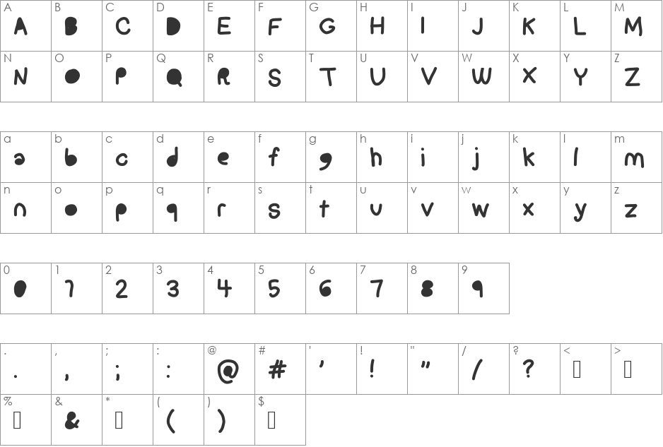 Pocket  font character map preview