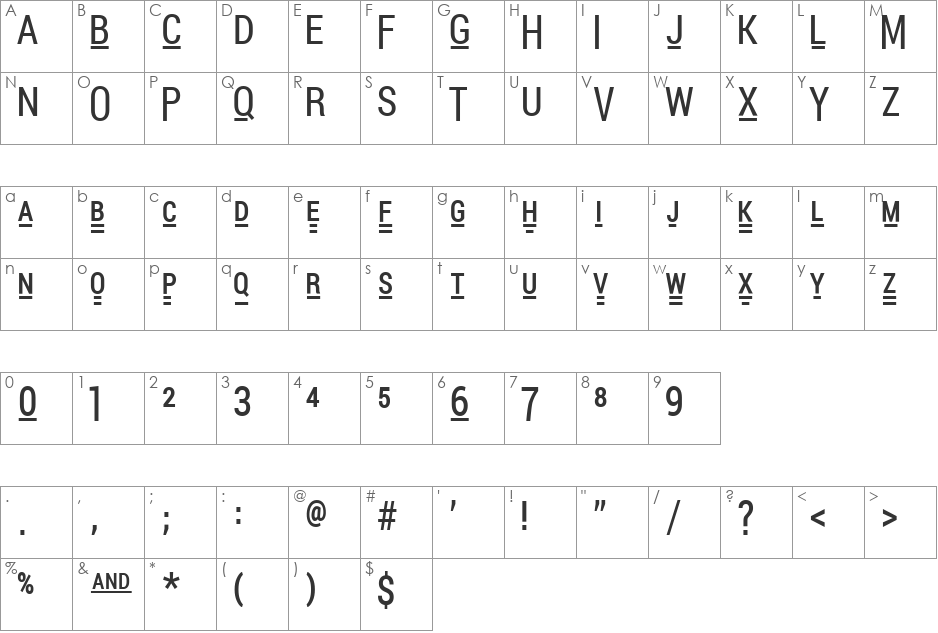 Pocket Thrilled FP font character map preview
