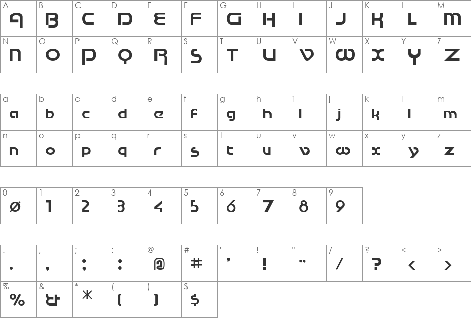 Pocono font character map preview
