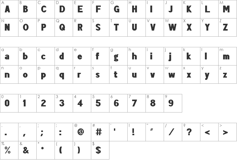 POE Sans Pro Heavy font character map preview