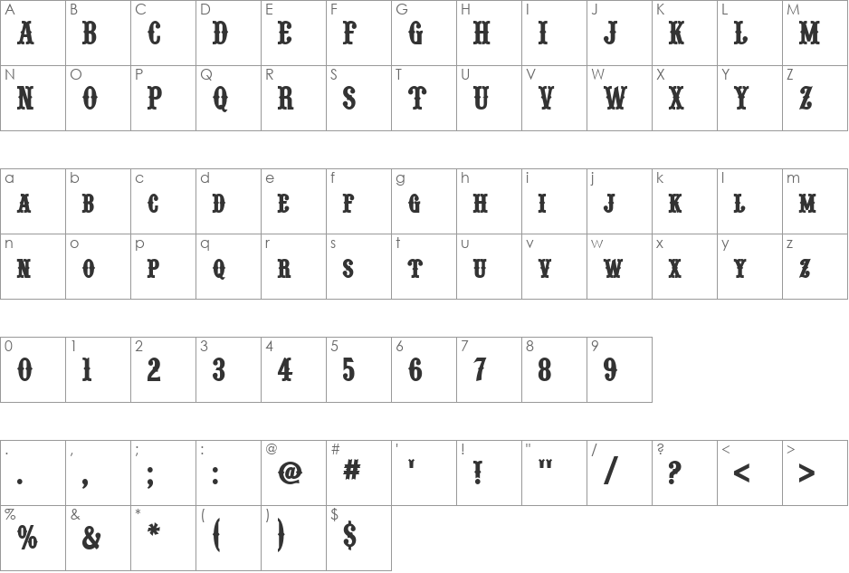 Pointedly Mad font character map preview