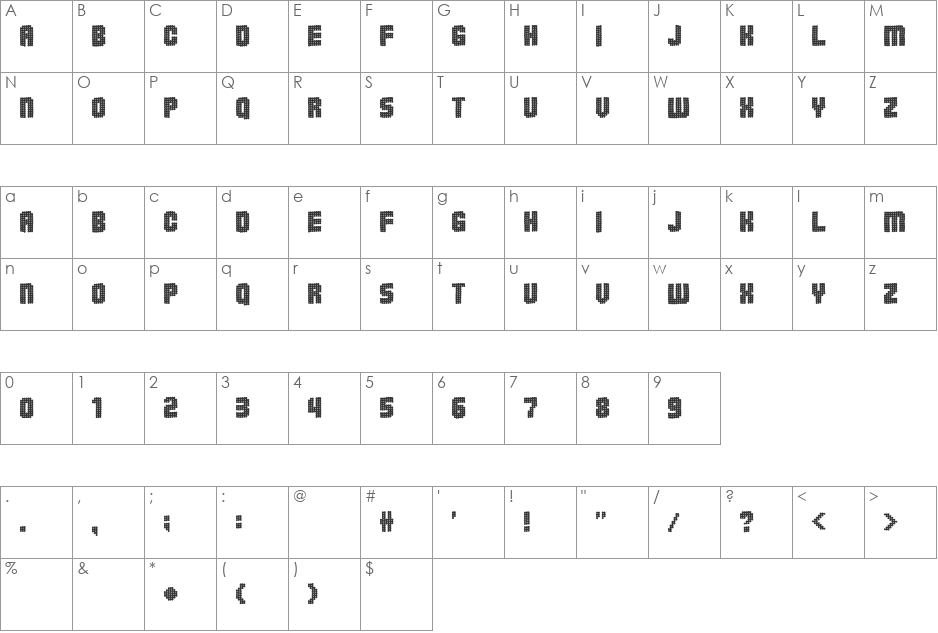 PointerSisters-Freeformed font character map preview