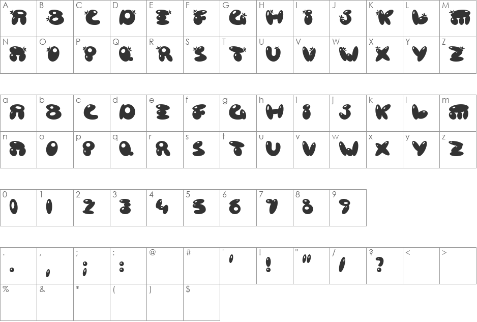 Poison Berries font character map preview