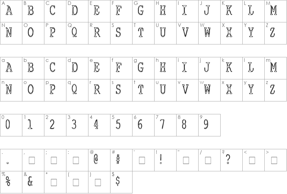 Poison Ivy font character map preview