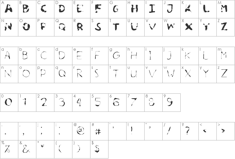 Poison Skin font character map preview