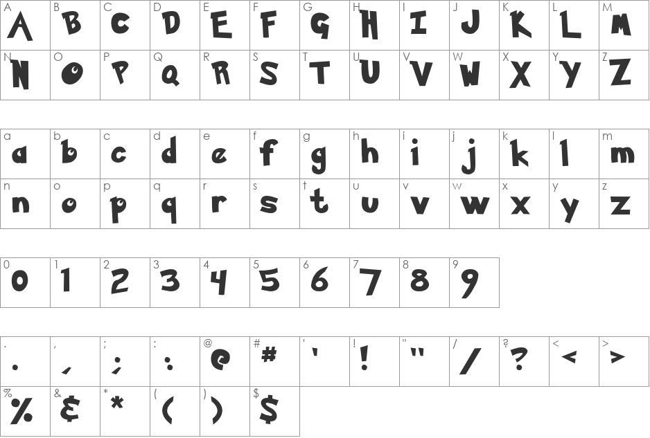 Pokemon font character map preview
