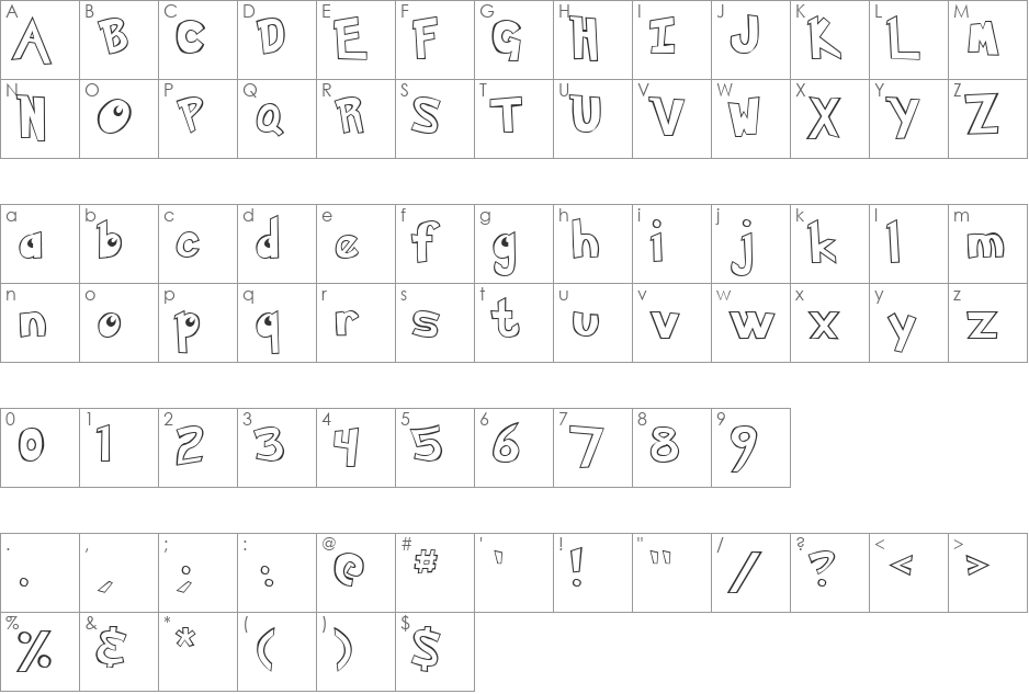 Pokemon  Hollow font character map preview