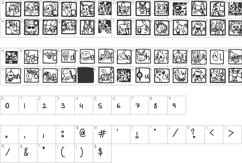 Pokemon ! font character map preview