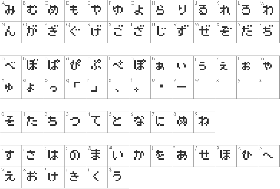 Pokemon Card GB Japan HR font character map preview