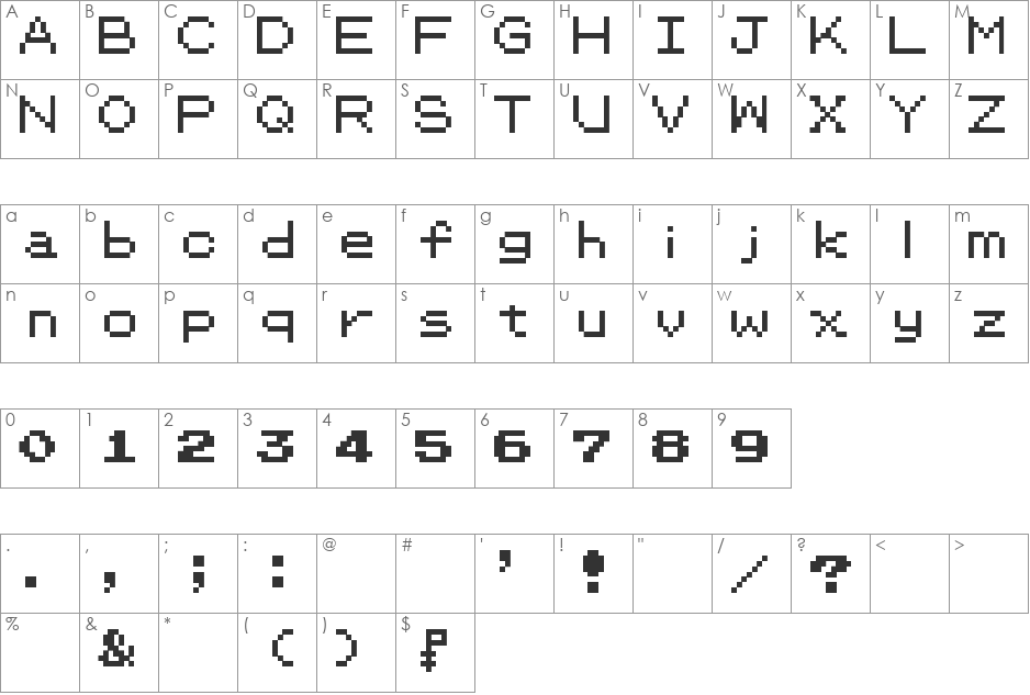 Pokemon GB font character map preview