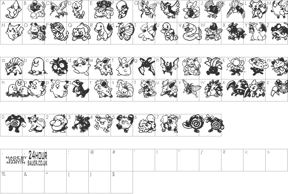 Pokemon pixels 2 font character map preview