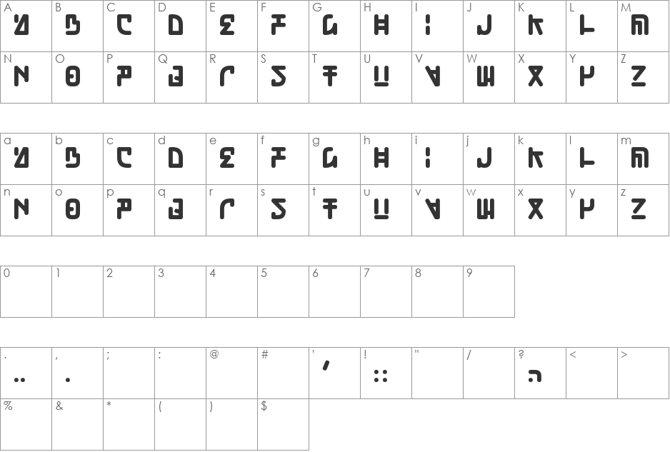 Pokopen font character map preview