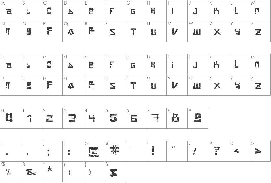 Pokurium Used font character map preview