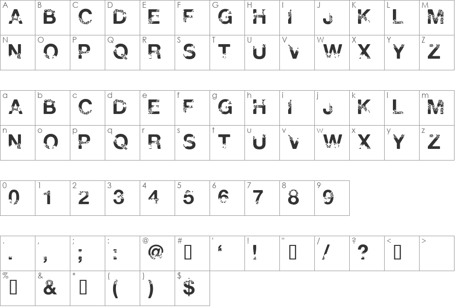 Polar Shift font character map preview
