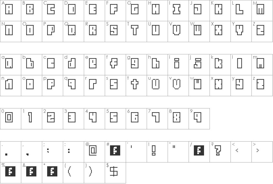Polygonic font character map preview