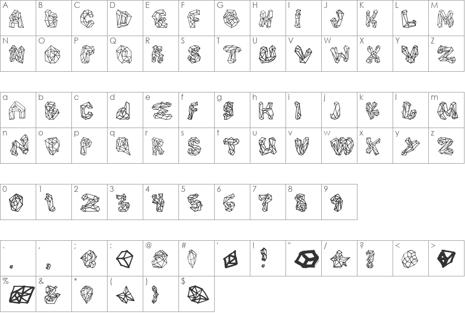 Polygons font character map preview