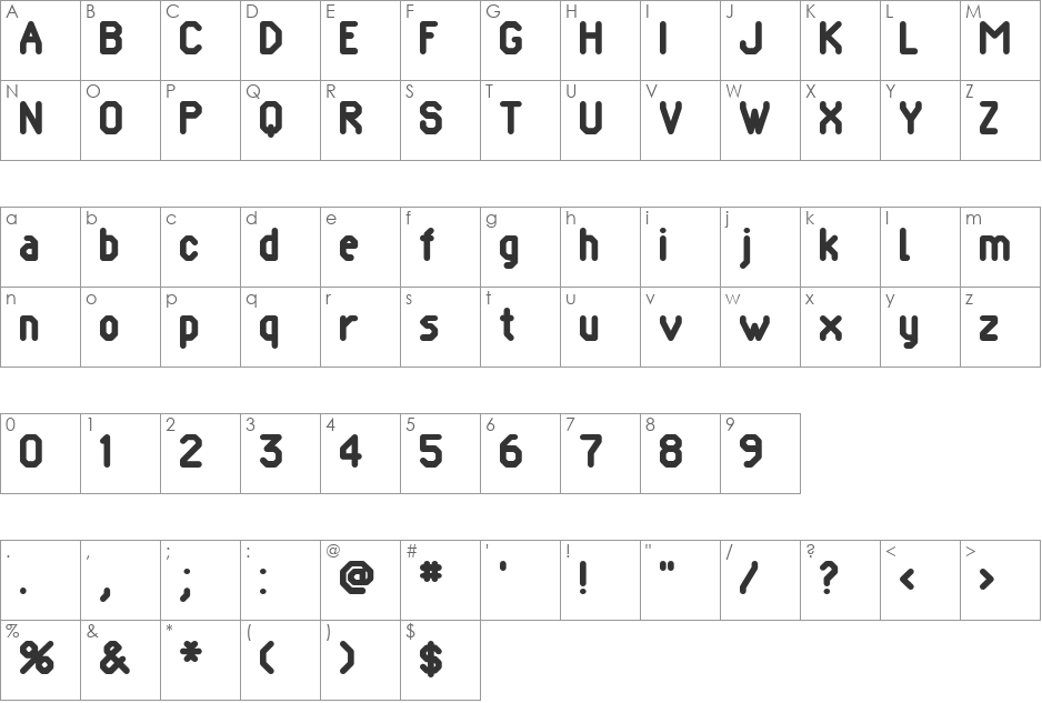 Pomcute font character map preview