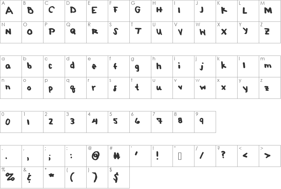 PomLimeade font character map preview