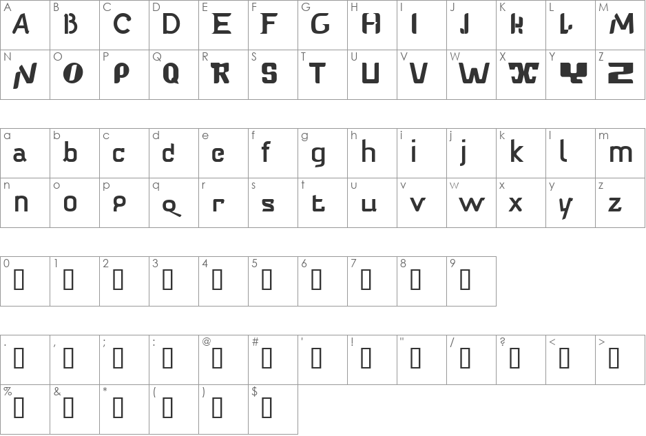 Babelfish font character map preview