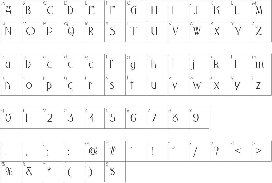 PonteVecchioNF font character map preview