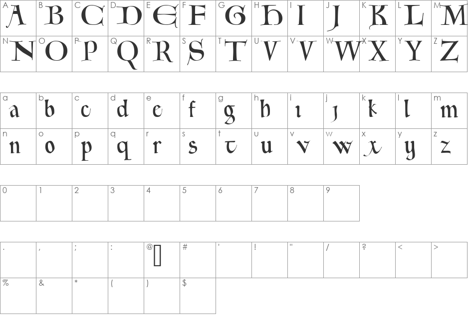 Pontifica Demo font character map preview