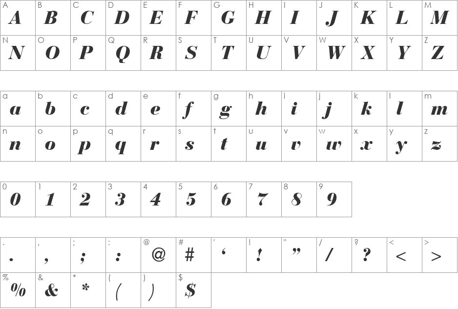 Babenhausen font character map preview