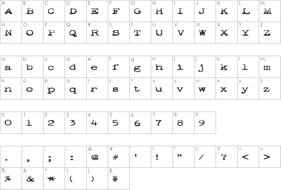 pookie font character map preview