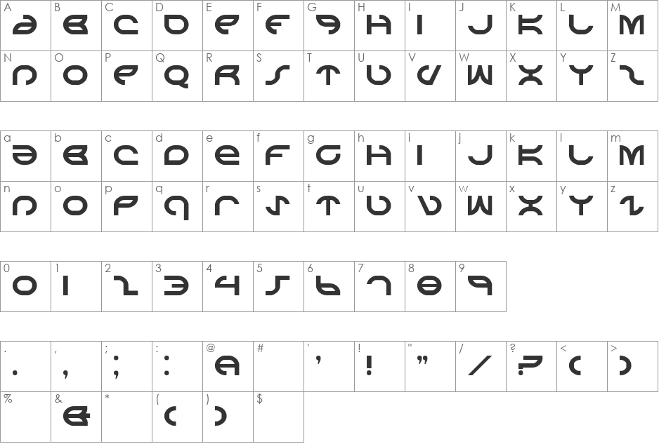 Pool Side font character map preview