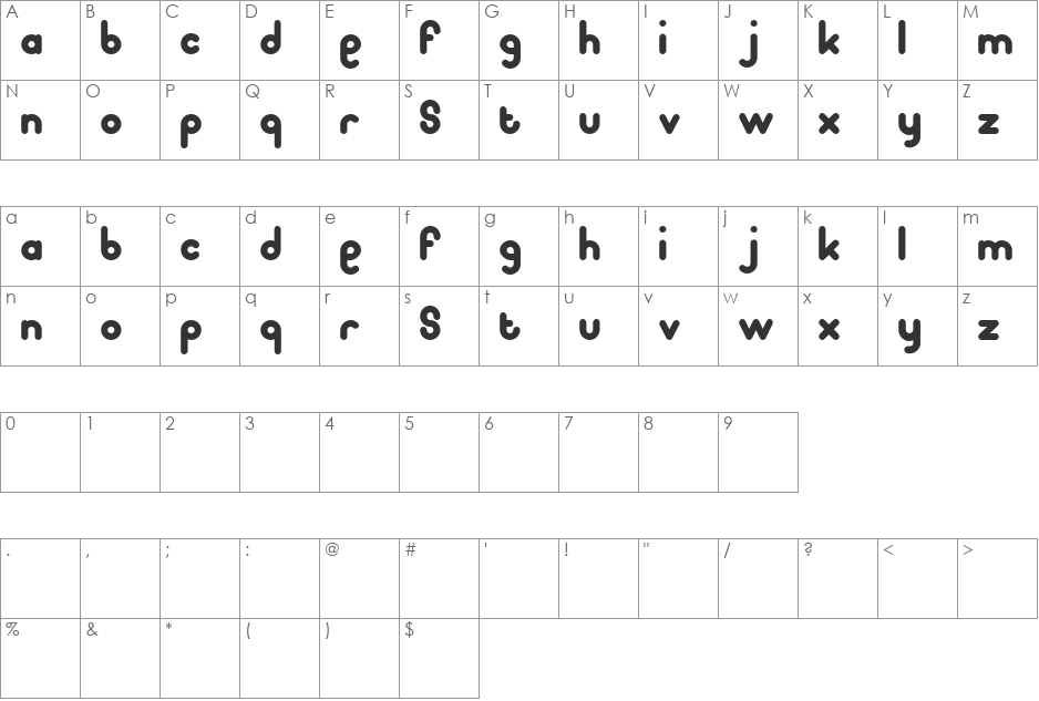 pooplatter font character map preview