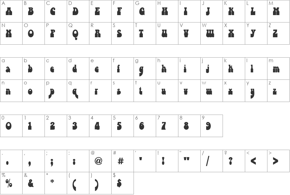 Pop font character map preview