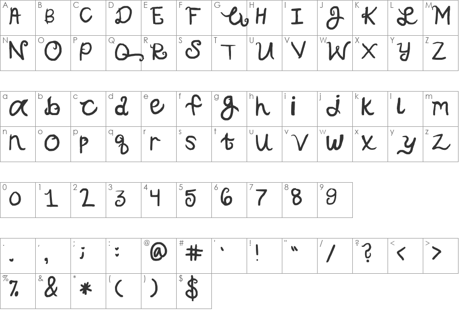 pop-u-lar font character map preview