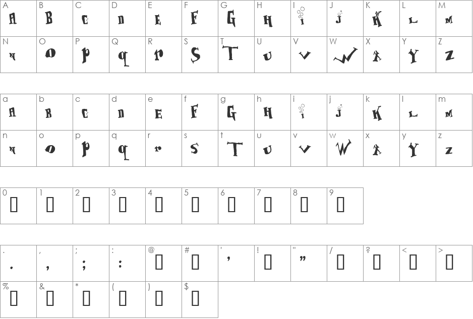 BabOonjaZzbaSsoOn font character map preview
