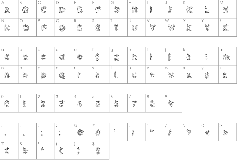 Poppl font character map preview