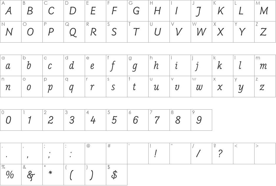 Poppl-College One BQ font character map preview