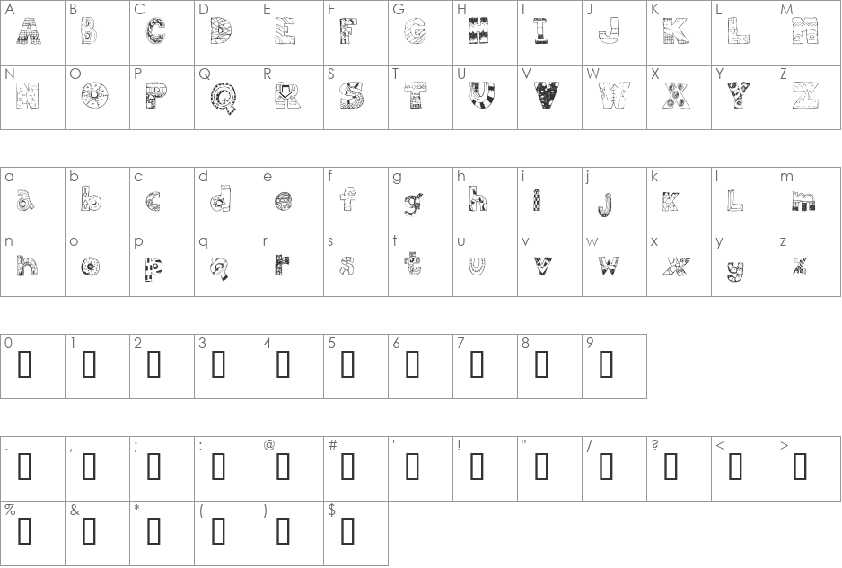 Pops font character map preview
