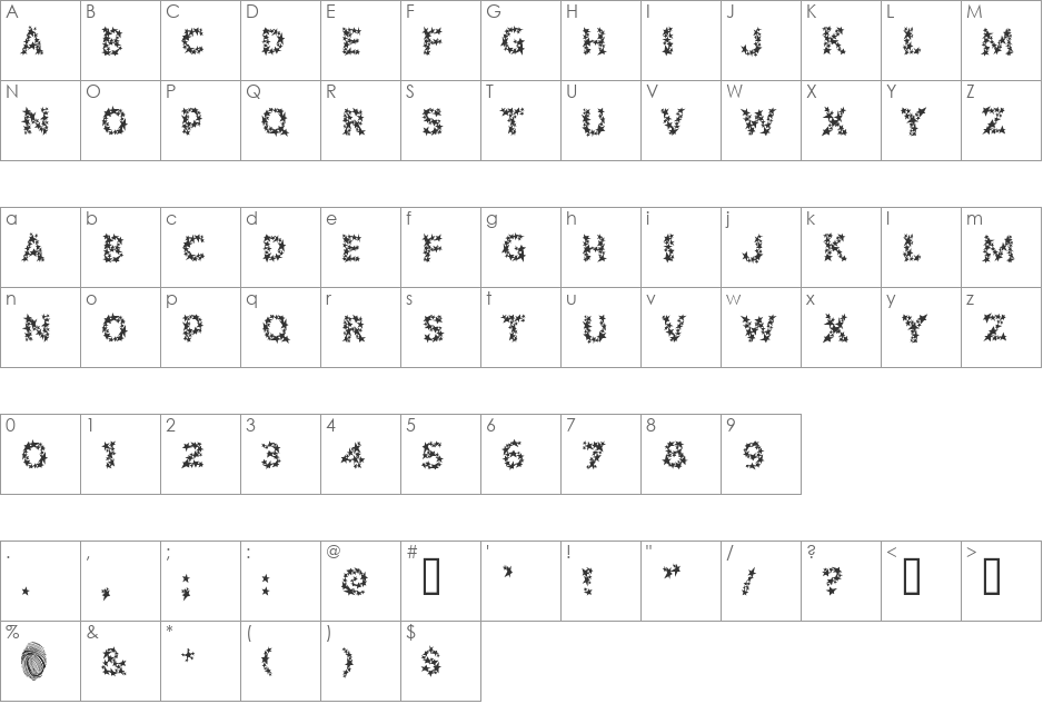 PopstarsFill font character map preview