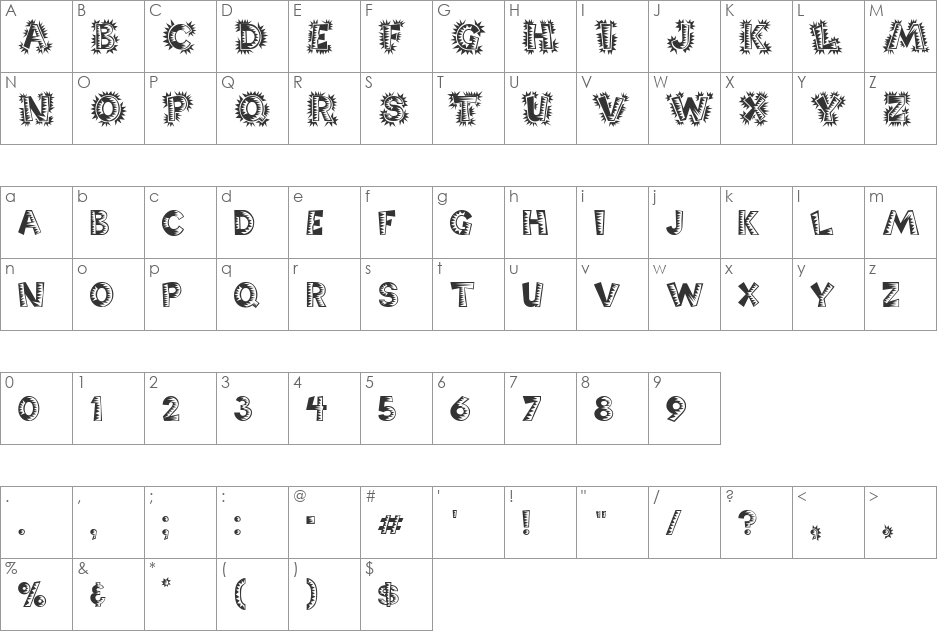 PopticsOne font character map preview