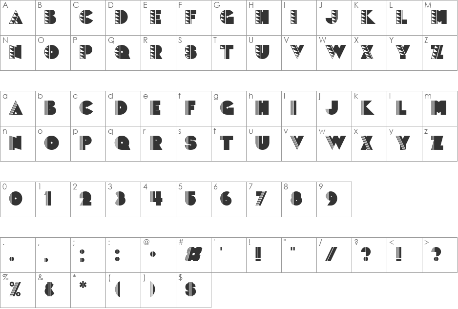 PopticsTwo font character map preview