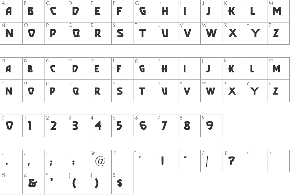Popular Cafe NF font character map preview