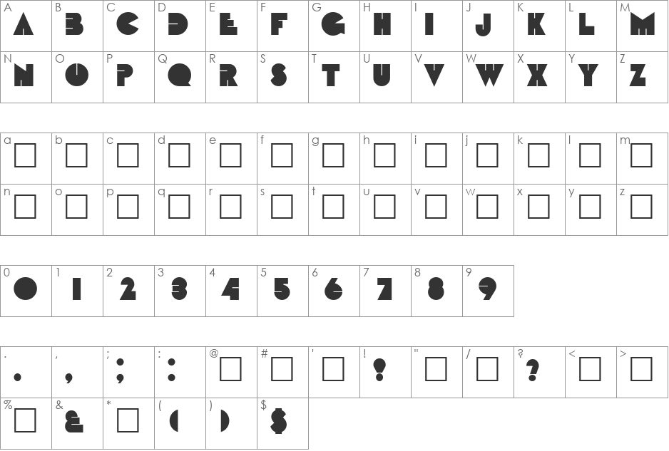 Baby font character map preview