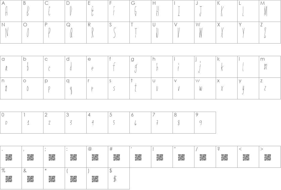 PopularInvite font character map preview