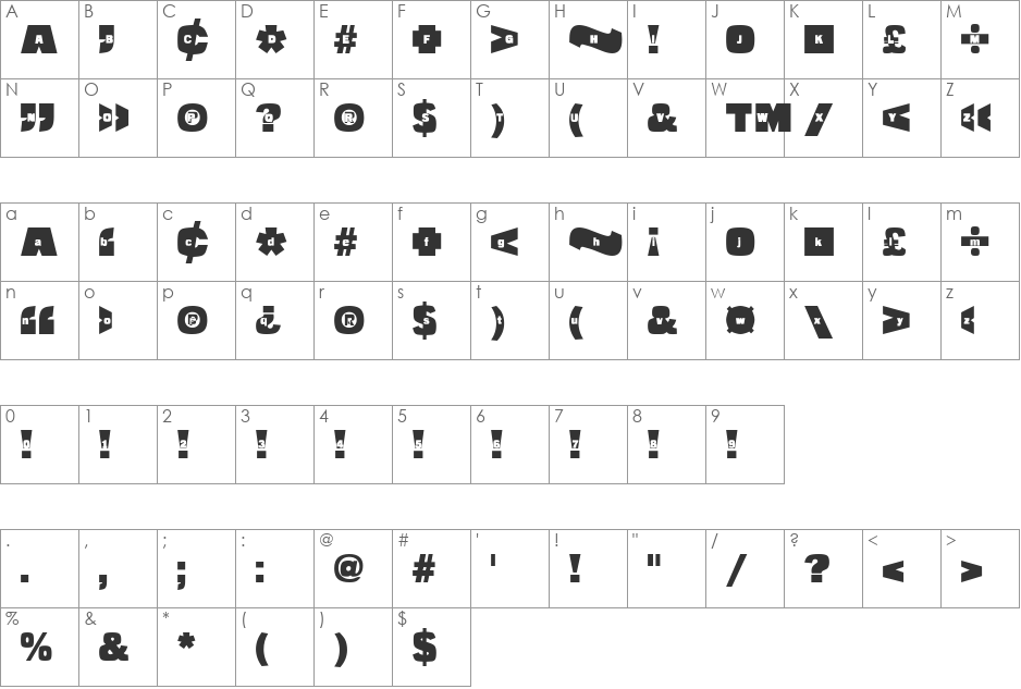 Populist Control font character map preview