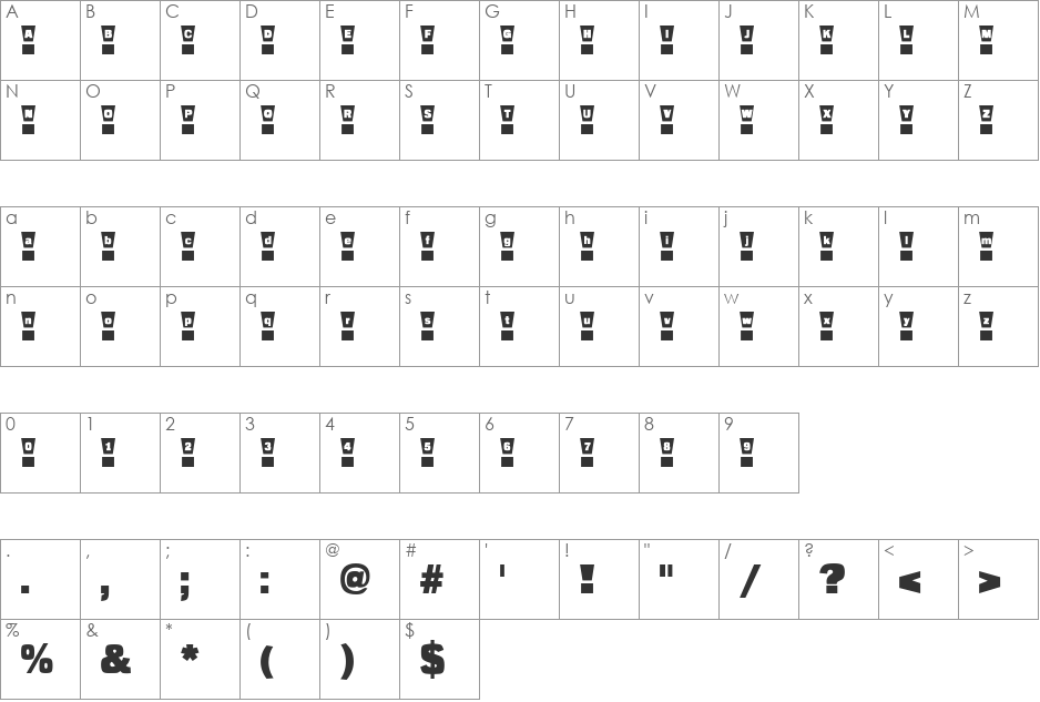 Populist Exclaim font character map preview