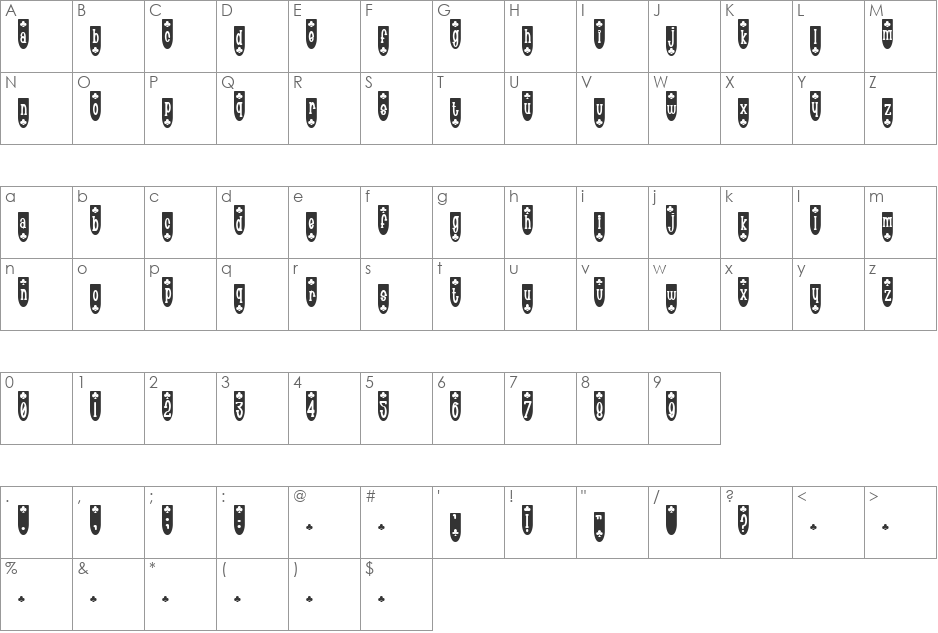 Populuxe Trink font character map preview