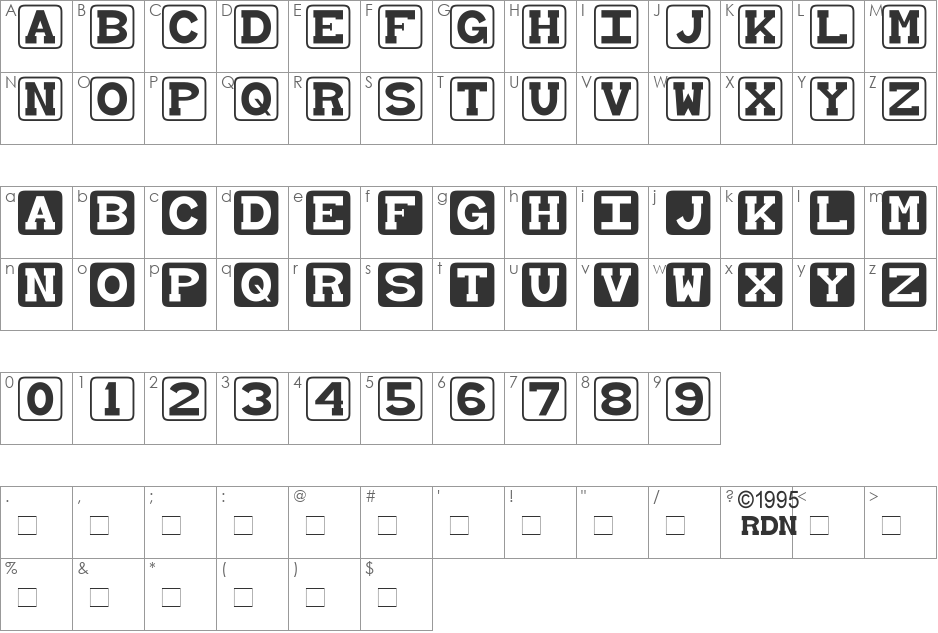Baby Blocks font character map preview