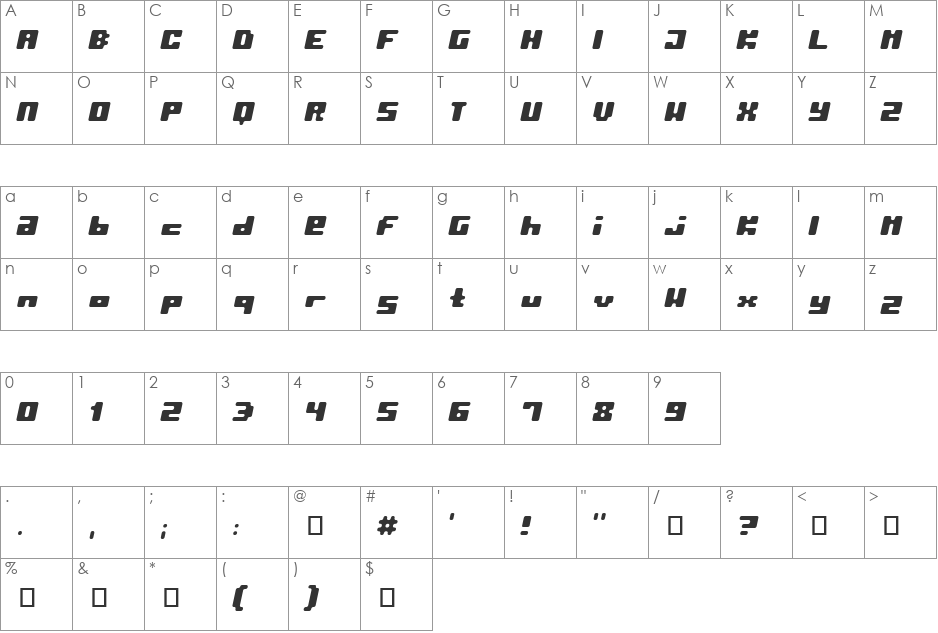 Pormask Remix font character map preview
