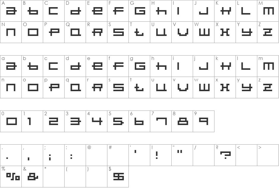 Porpoise font character map preview
