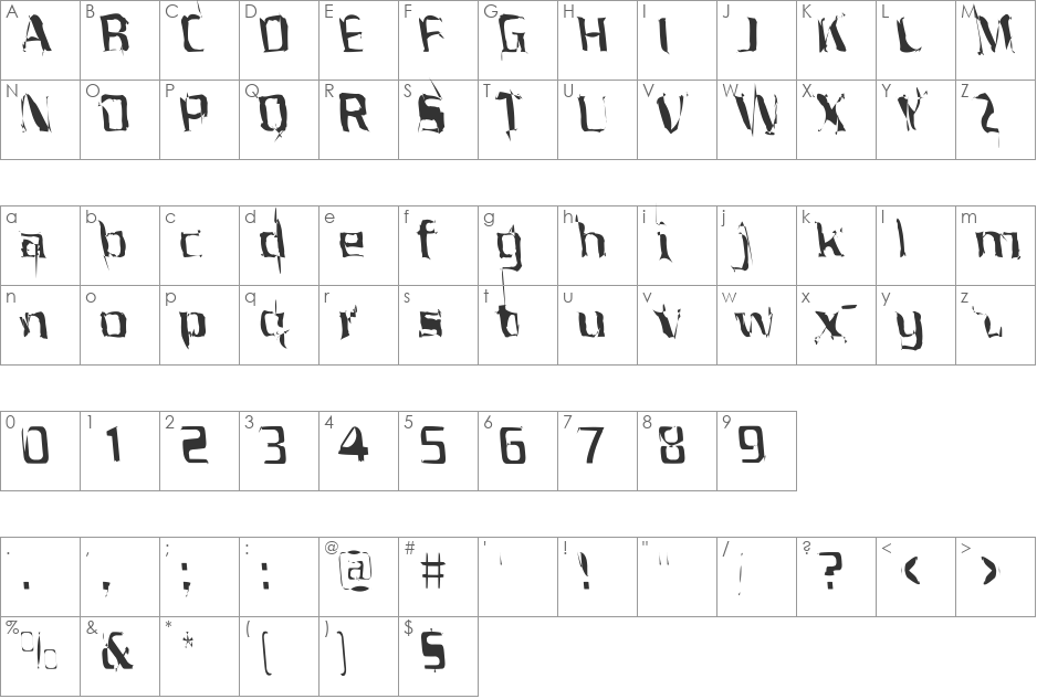 Porrblaska font character map preview