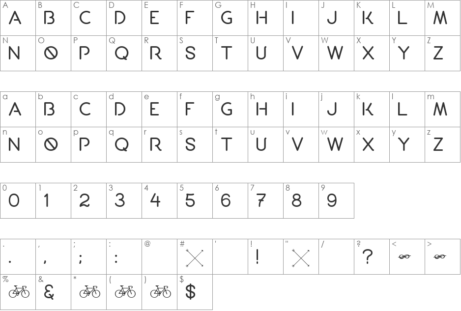 Porto 400 font character map preview